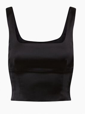 Wilfred “Shine” Satin Corset Tank Top - Black